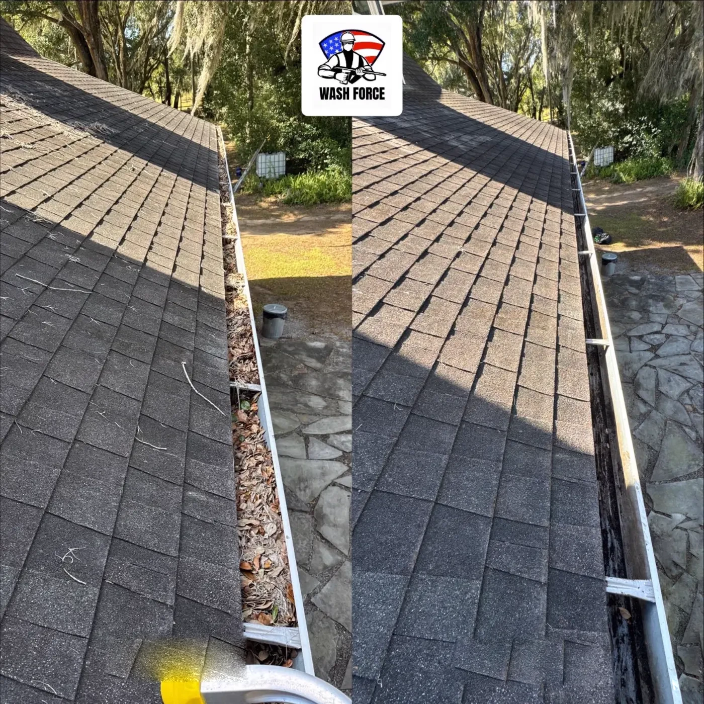 Gutter brightening before and after